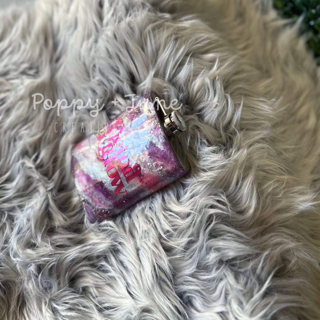 8oz Flask - Purple & Pink Milky Way Glitter Flask Grind & Glow