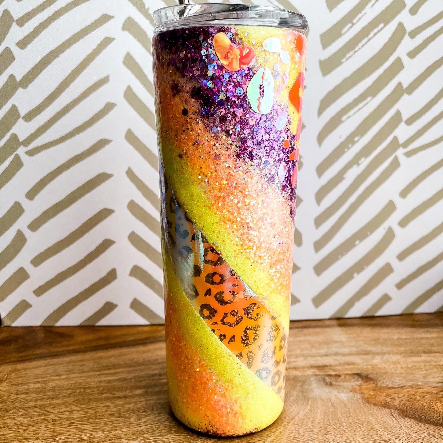 Tumbler - 20oz Stainless Steel Skinny "Lisa Frank Vibes"