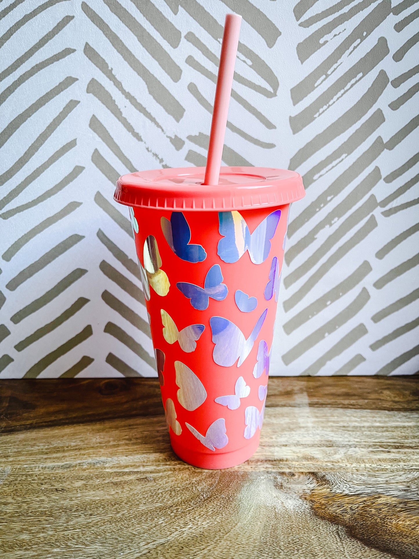 Tumbler - 24 oz Cold Cup - Iridescent Butterflies